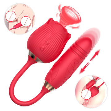 SacKnove Handheld 10 Speed Vibrating Sexy Rose Shaped Rose Wand Vagina Sucking Vibrator Rose Sex Toy For Women Adult